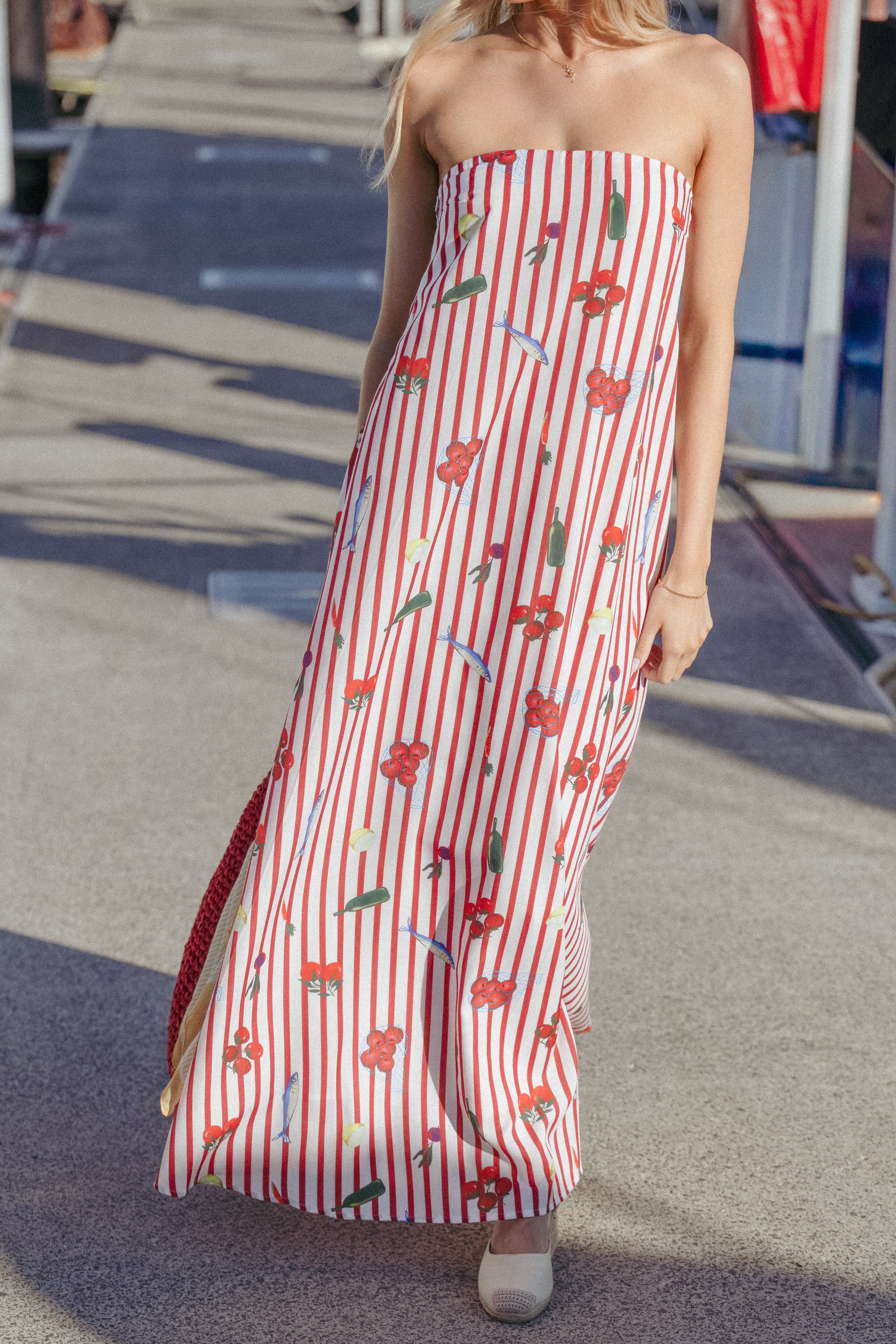 DRESSES Soph Strapless Maxi Dress - Red Picnic Stripe