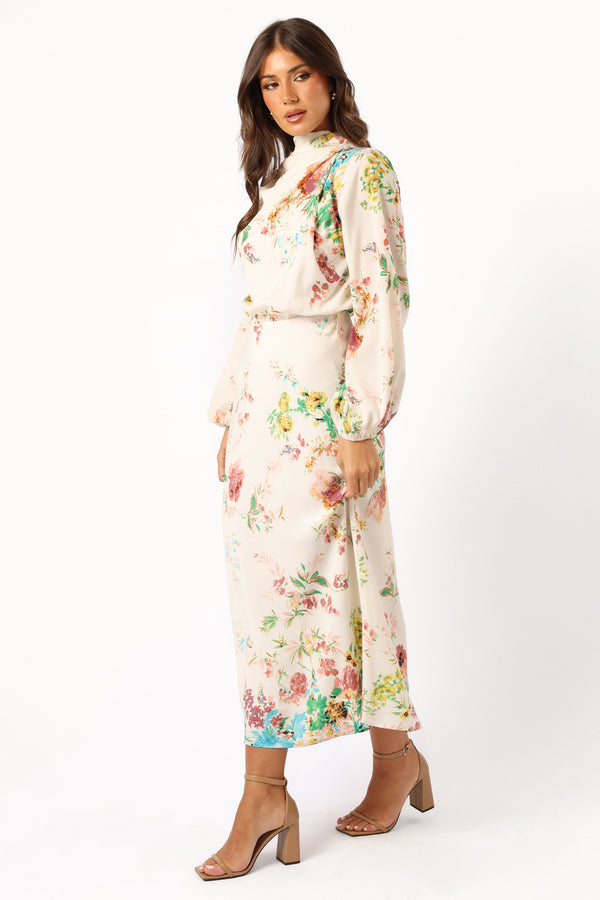 DRESSES @Sophia Long Sleeve Dress - White Floral