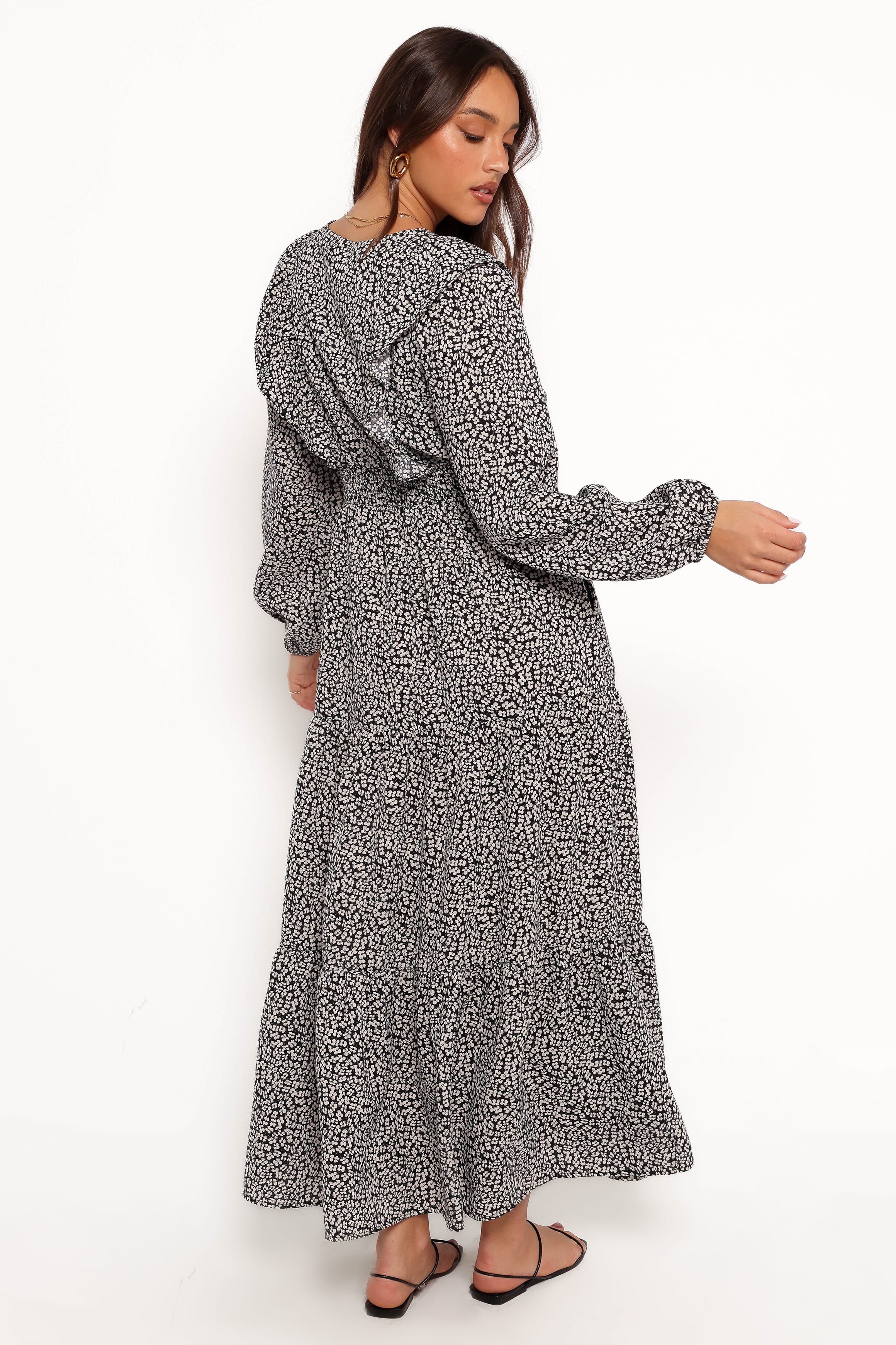 DRESSES Sophie Long Sleeve Maxi Dress - Black/Ivory