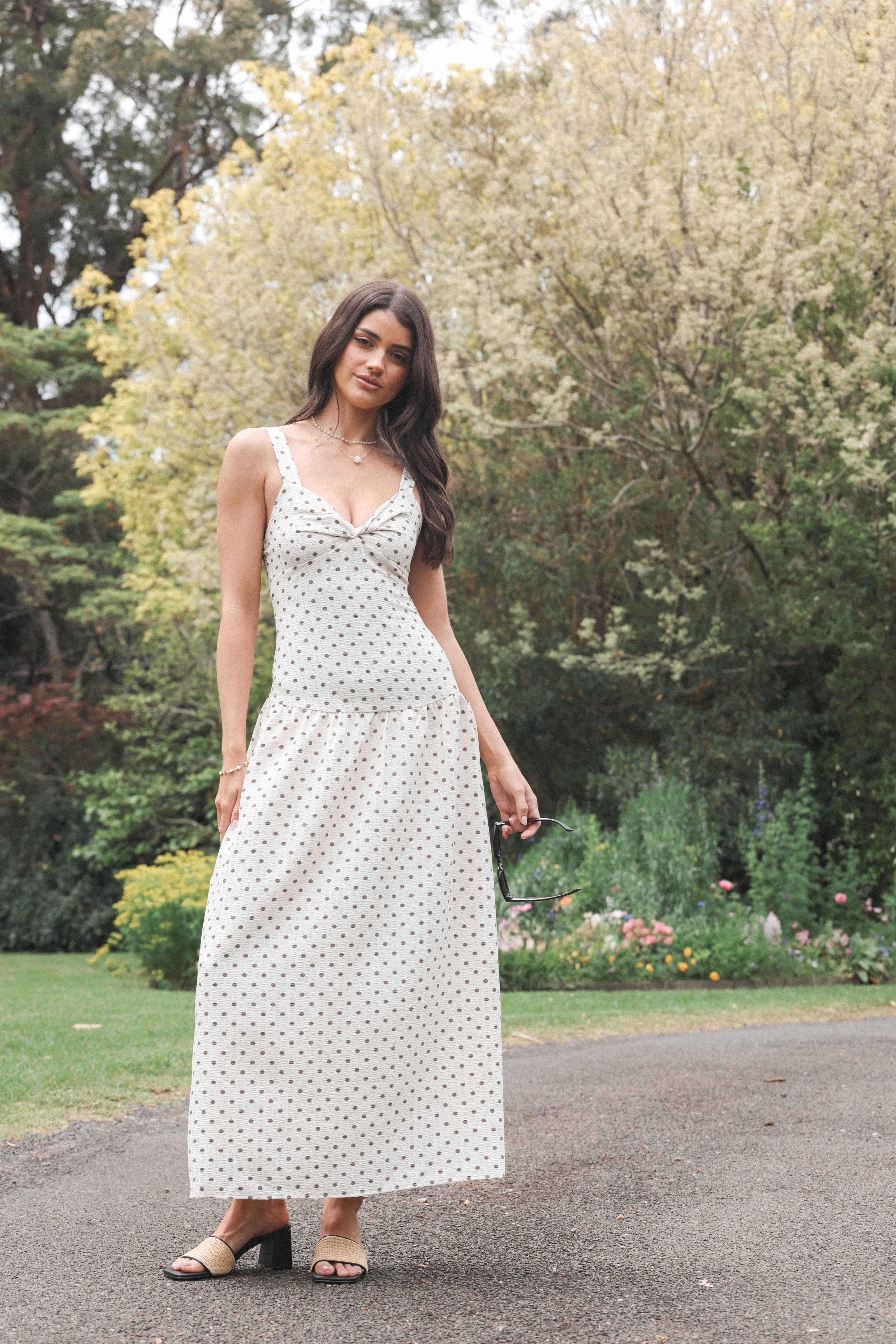 Sophina Midi Dress - Brown Polka Dot | Petal & Pup
