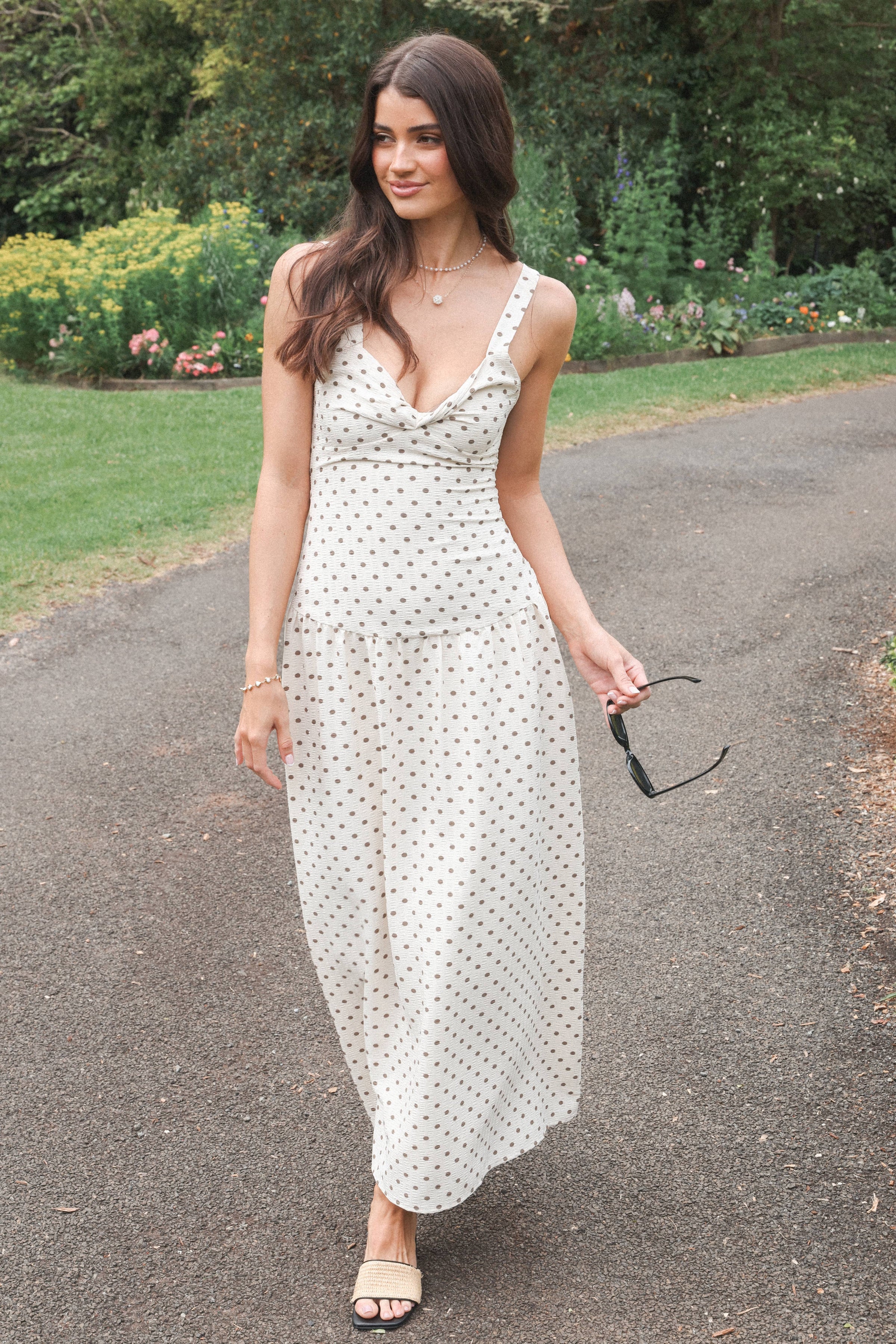 Sophina Midi Dress - Brown Polka Dot Sophina Midi Dress - Brown Polka Dot