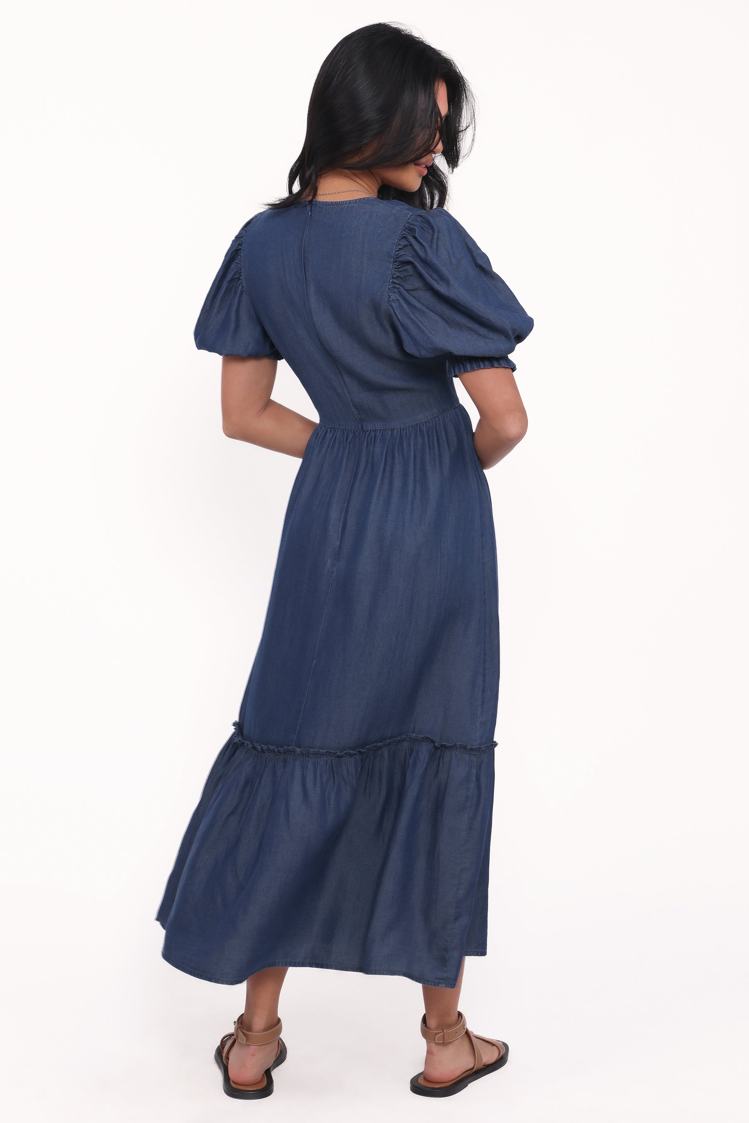 DRESSES Steele Puff Sleeve Midi Dress - Dark Denim
