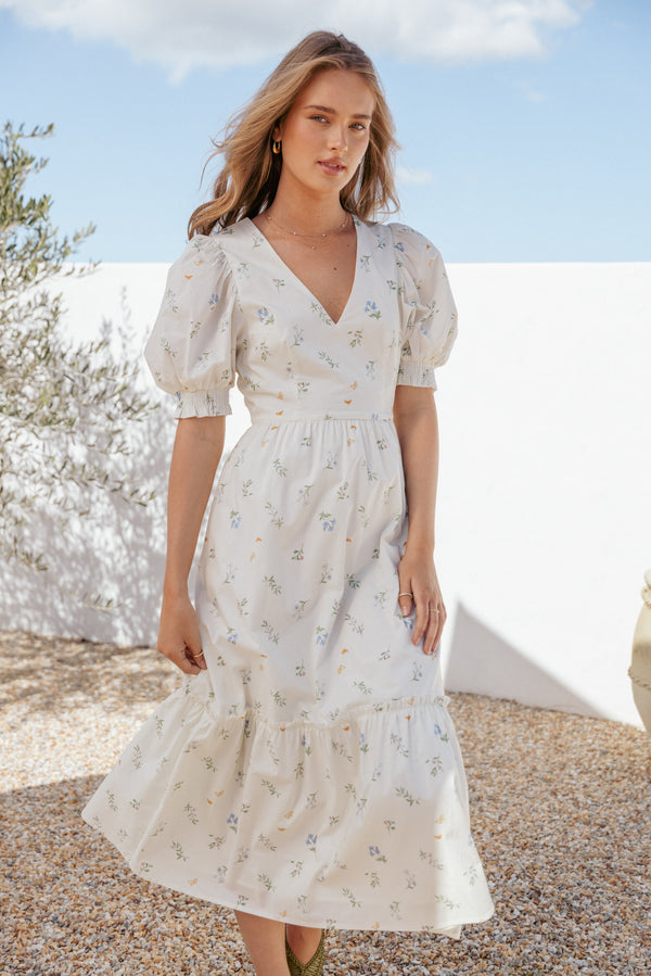 DRESSES Steele Puff Sleeve Midi Dress - Floral