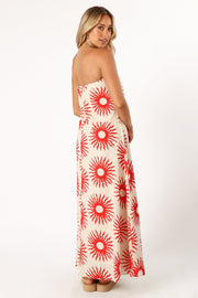 DRESSES @Steph Maxi Dress - Beige Red Sun Print