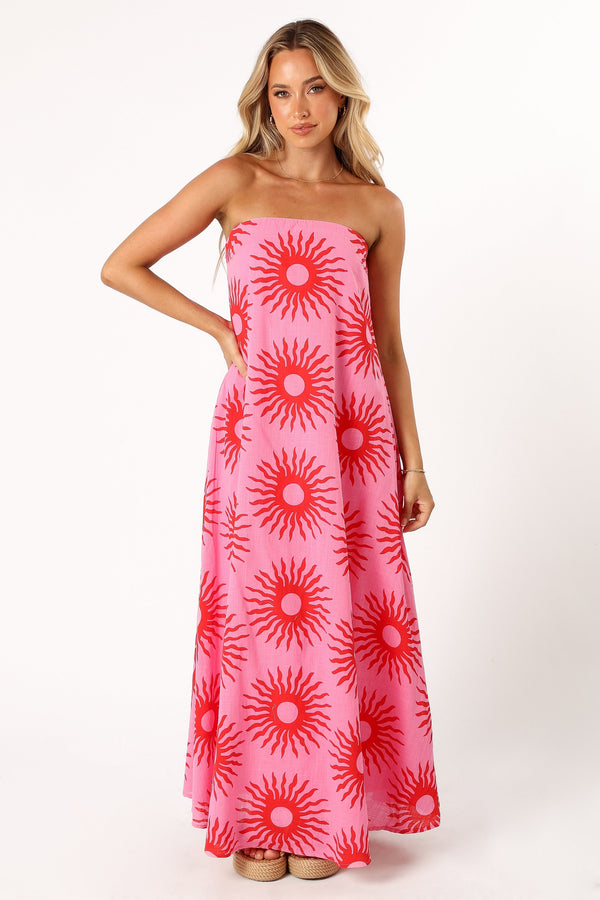 DRESSES @Steph Maxi Dress - Pink Red Sun Print