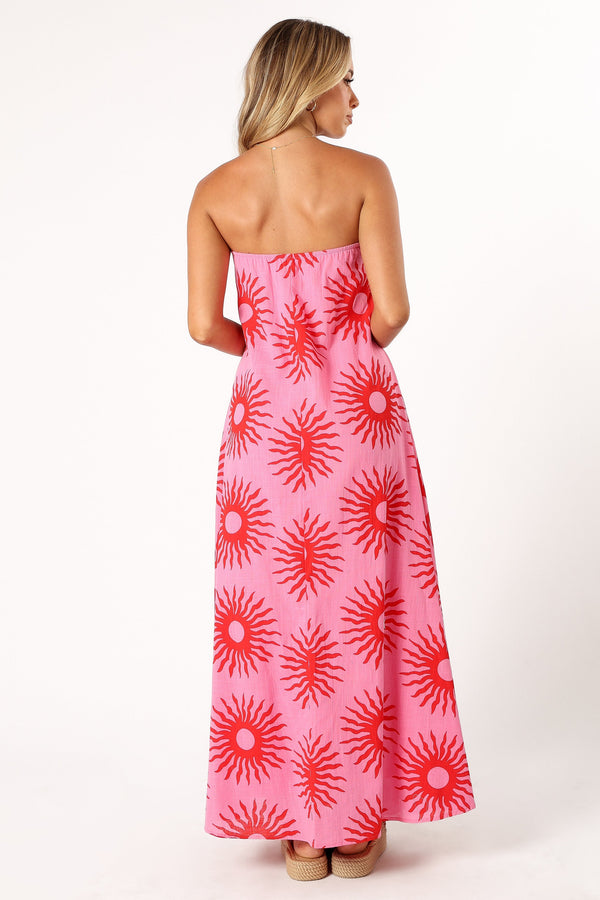 DRESSES @Steph Maxi Dress - Pink Red Sun Print