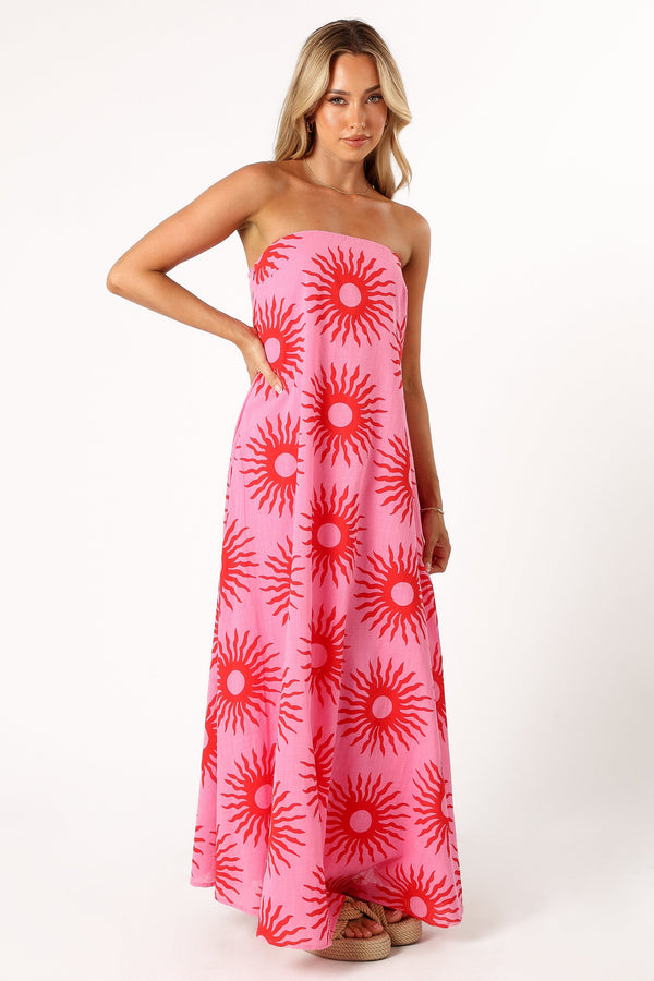 DRESSES @Steph Maxi Dress - Pink Red Sun Print