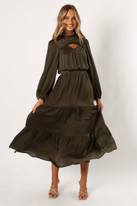 DRESSES @Suella Longsleeve Maxi Dress - Olive