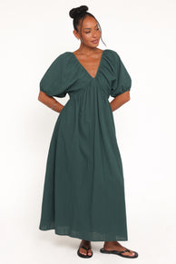 DRESSES Sullivan Puff Sleeve Maxi Dress - Forest Green