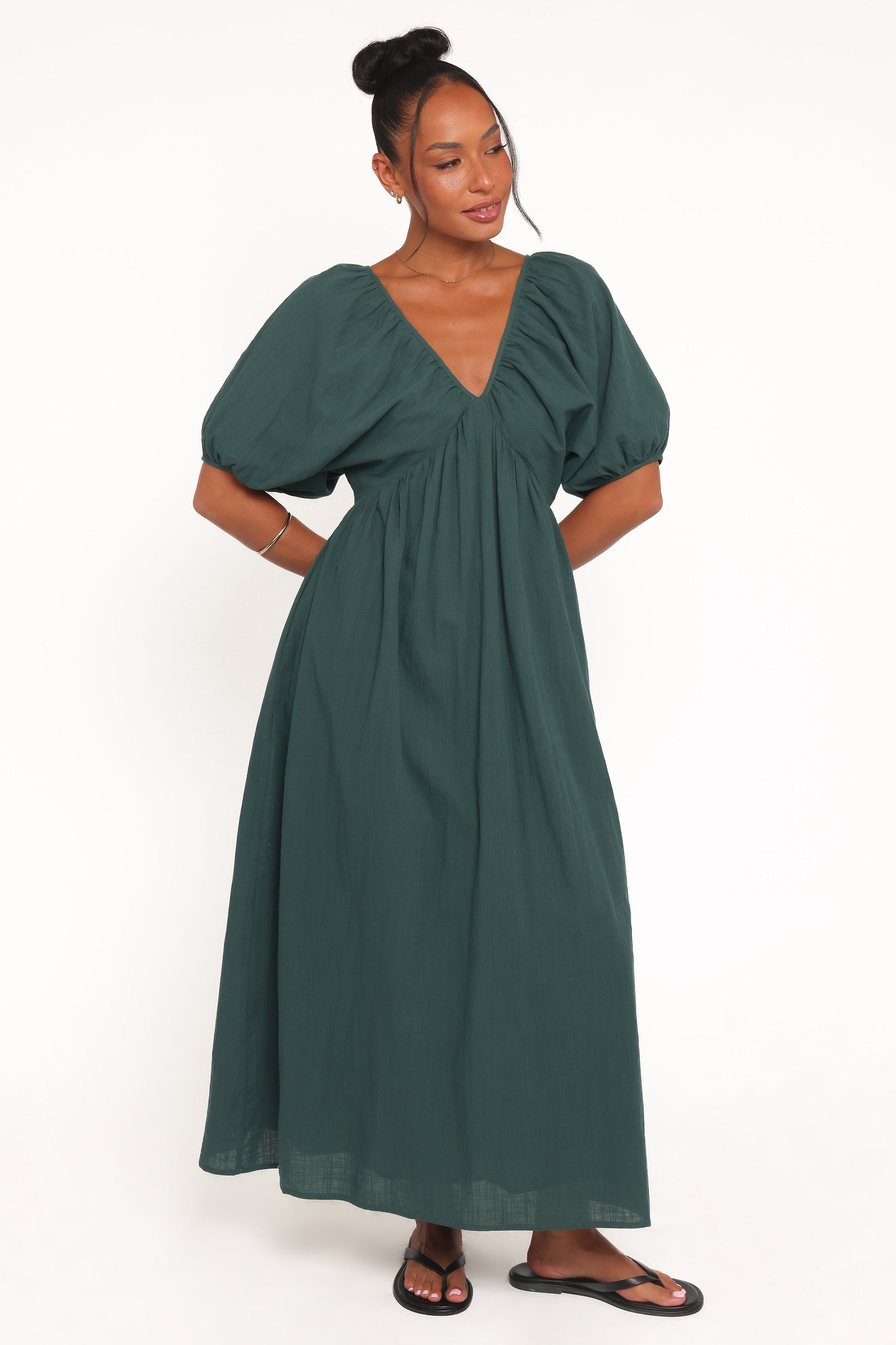 DRESSES Sullivan Puff Sleeve Maxi Dress - Forest Green