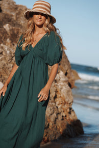 DRESSES Sullivan Puff Sleeve Maxi Dress - Forest Green