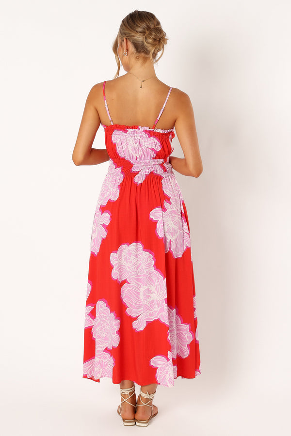 DRESSES @Sybel Midi Dress - Red Pink Floral