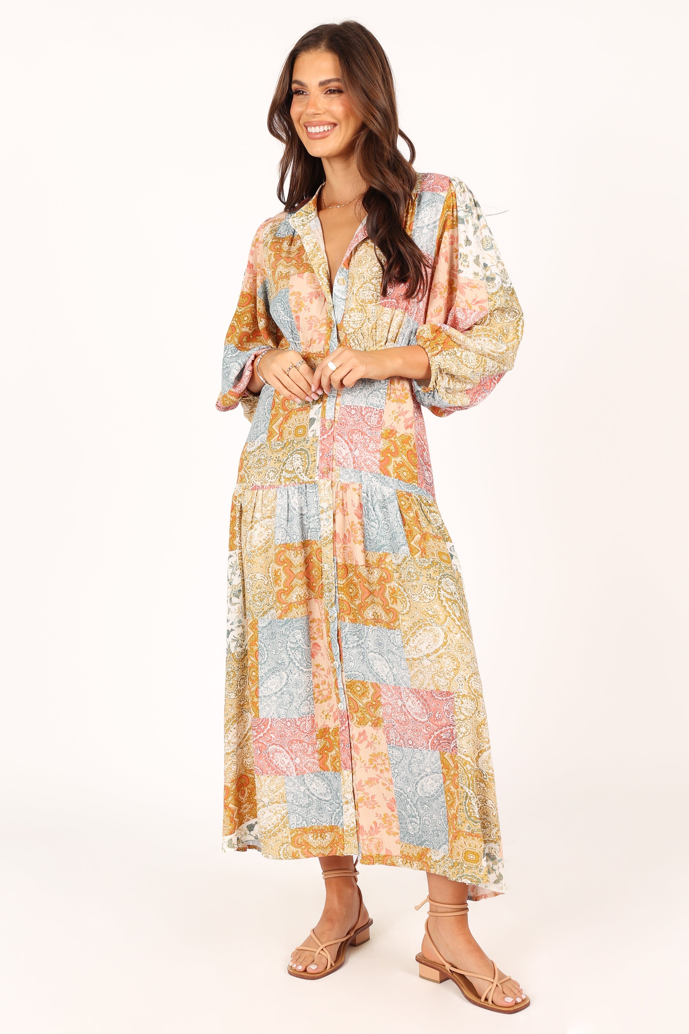 DRESSES @Syracuse Long Sleeve Midi Dress - Multi (waiting on bulk)
