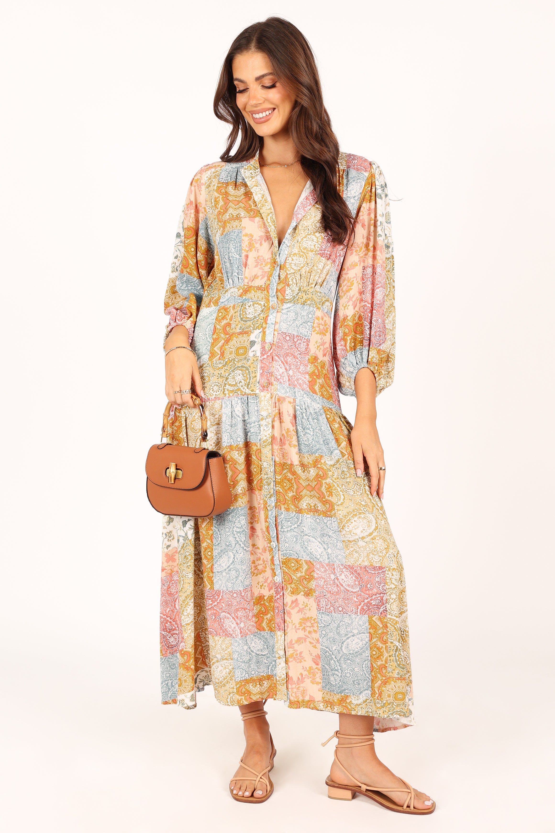 DRESSES @Syracuse Long Sleeve Midi Dress - Multi (waiting on bulk)