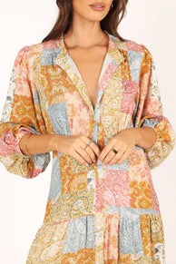 DRESSES @Syracuse Long Sleeve Midi Dress - Multi (waiting on bulk)