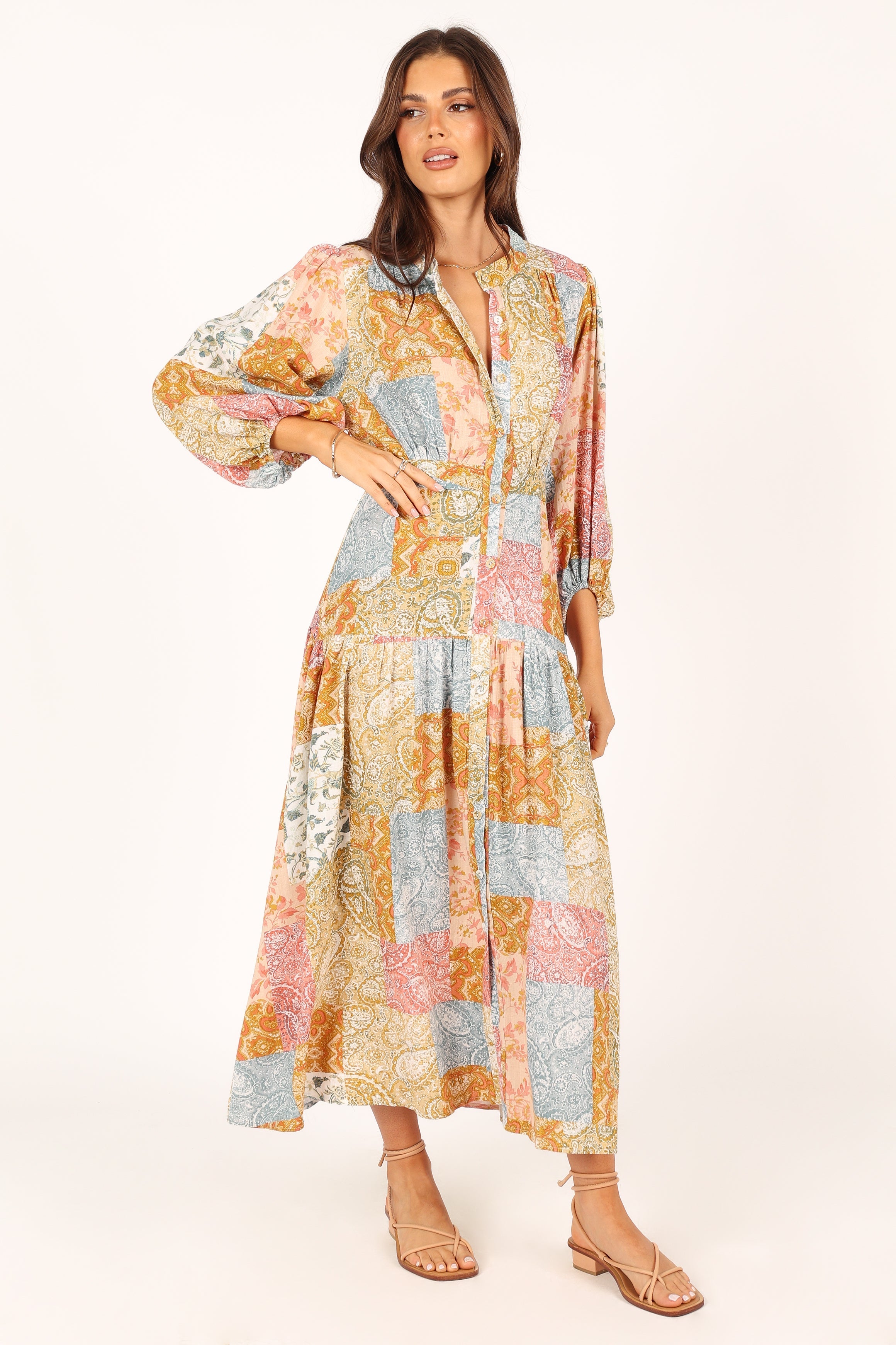 DRESSES @Syracuse Long Sleeve Midi Dress - Multi (waiting on bulk)