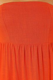 DRESSES @Tabi Strapless Midi Dress - Coral Red