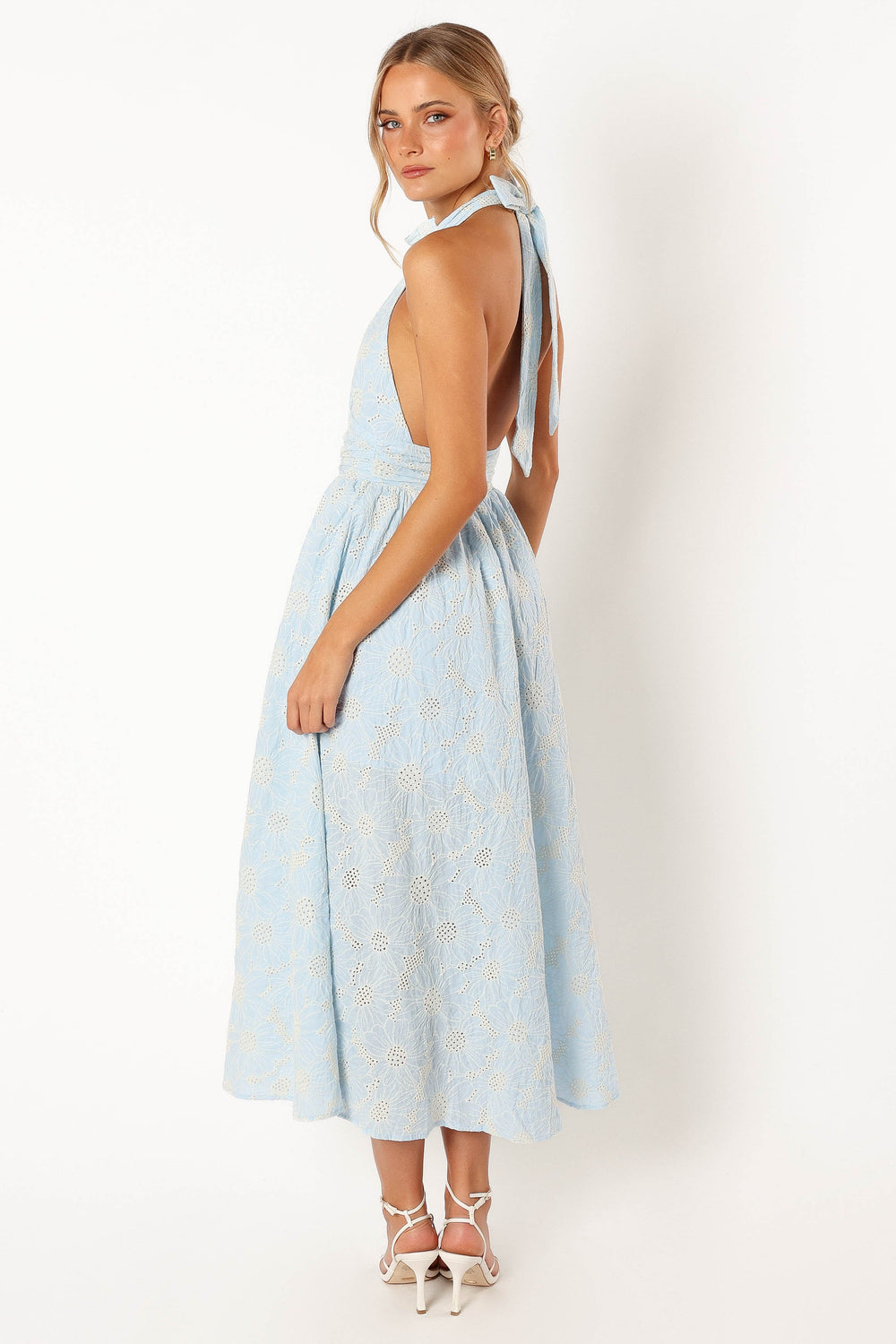 DRESSES @Taila Halterneck Midi Dress - Blue Floral