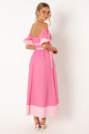 Tailor Off Shoulder Midi Dress - Pink - Petal & Pup