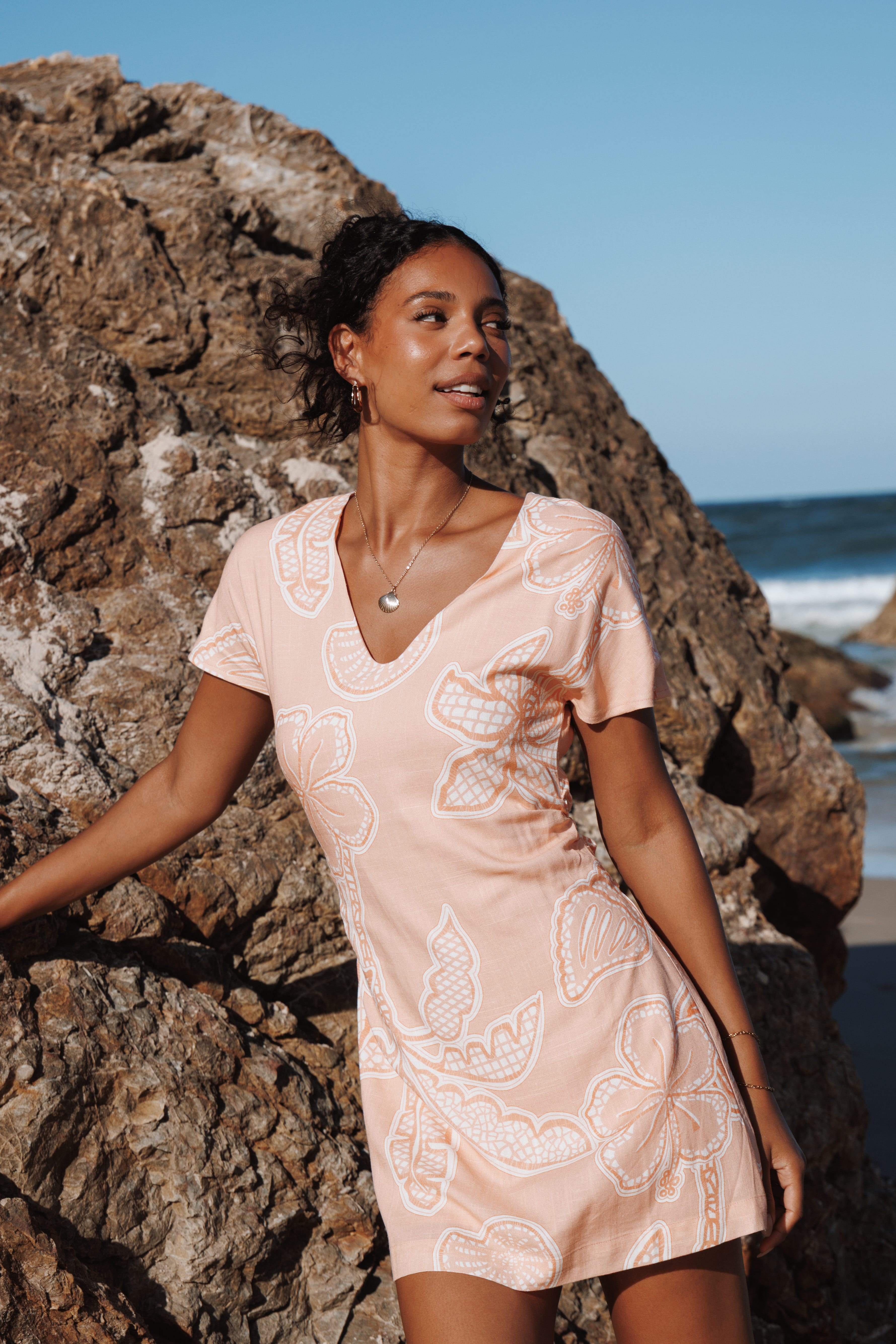 DRESSES Tamika Mini Dress - Peach Floral