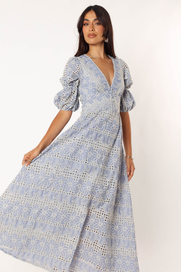 DRESSES @Tani Midi Dress - Blue