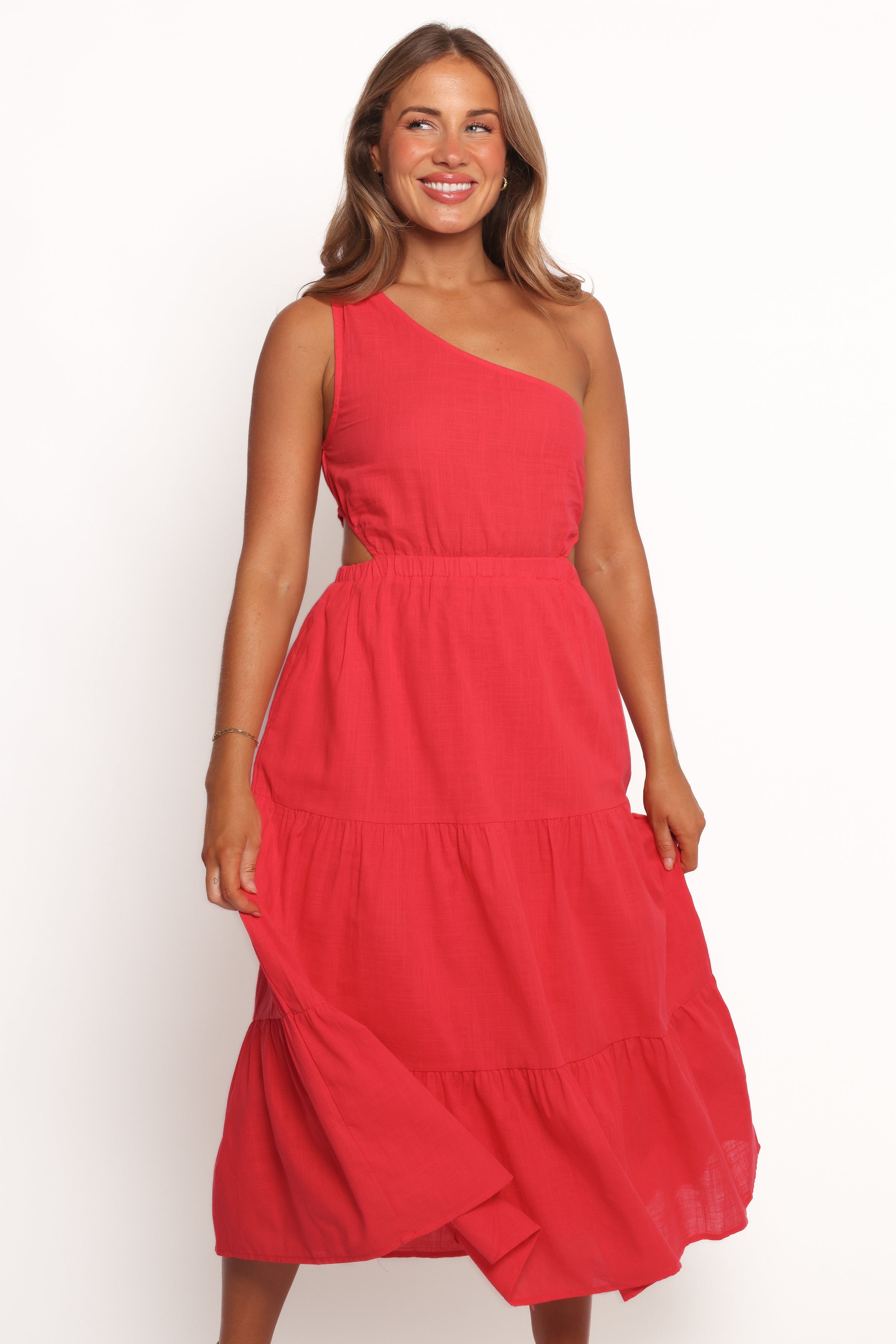 DRESSES Teresa One Shoulder Midi Dress - Red