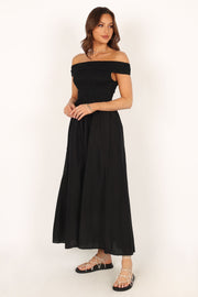 DRESSES @Tessa Off Shoulder Midi Dress - Black