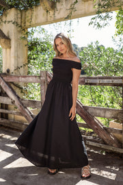 DRESSES Tessa Off Shoulder Midi Dress - Black