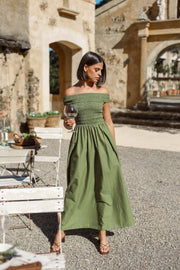 DRESSES Tessa Off Shoulder Midi Dress - Olive