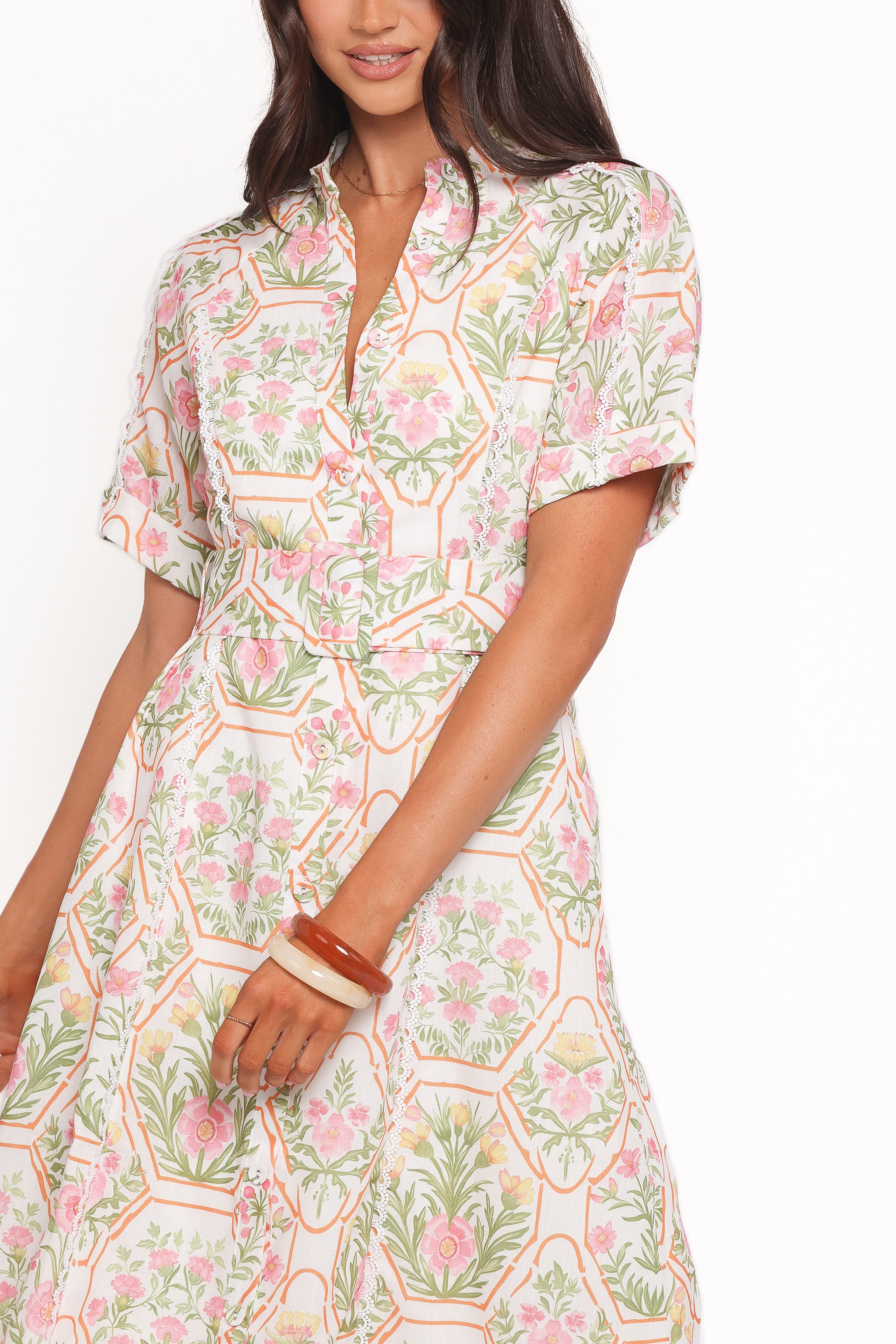 DRESSES Thalira Short Sleeve Maxi Dress - Pink Floral