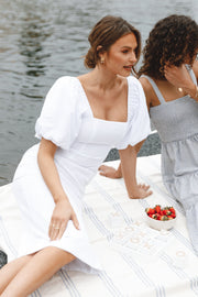 DRESSES Thea Puff Sleeve Midi Dress - White
