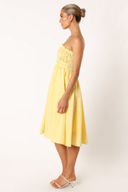 DRESSES @Theo Strapless Midi Dress - Sunshine