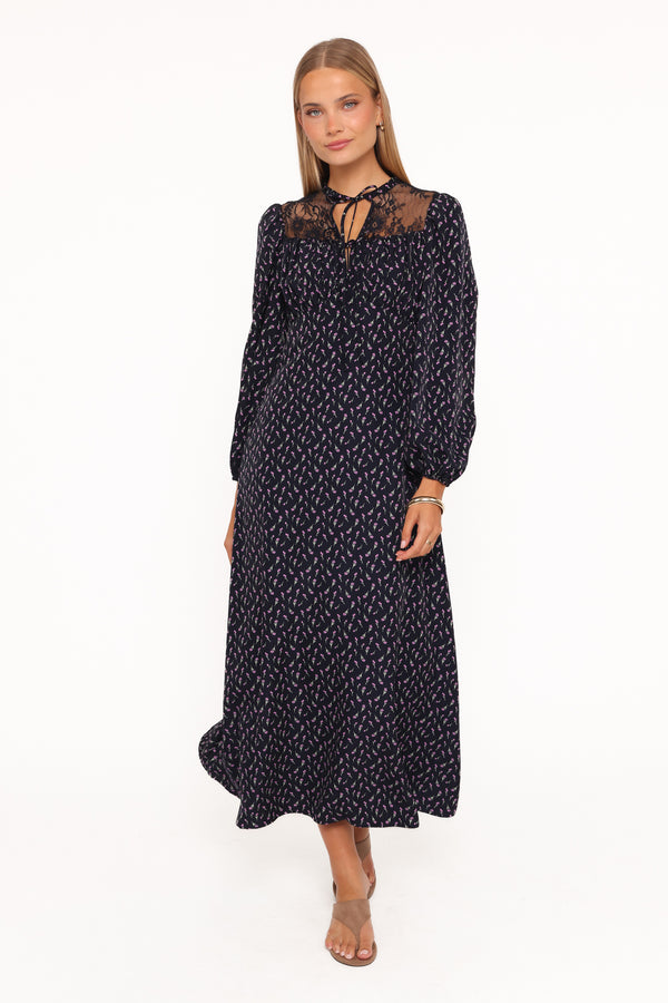 DRESSES Tillie Long Sleeve Maxi Dress - Navy Tulip Floral