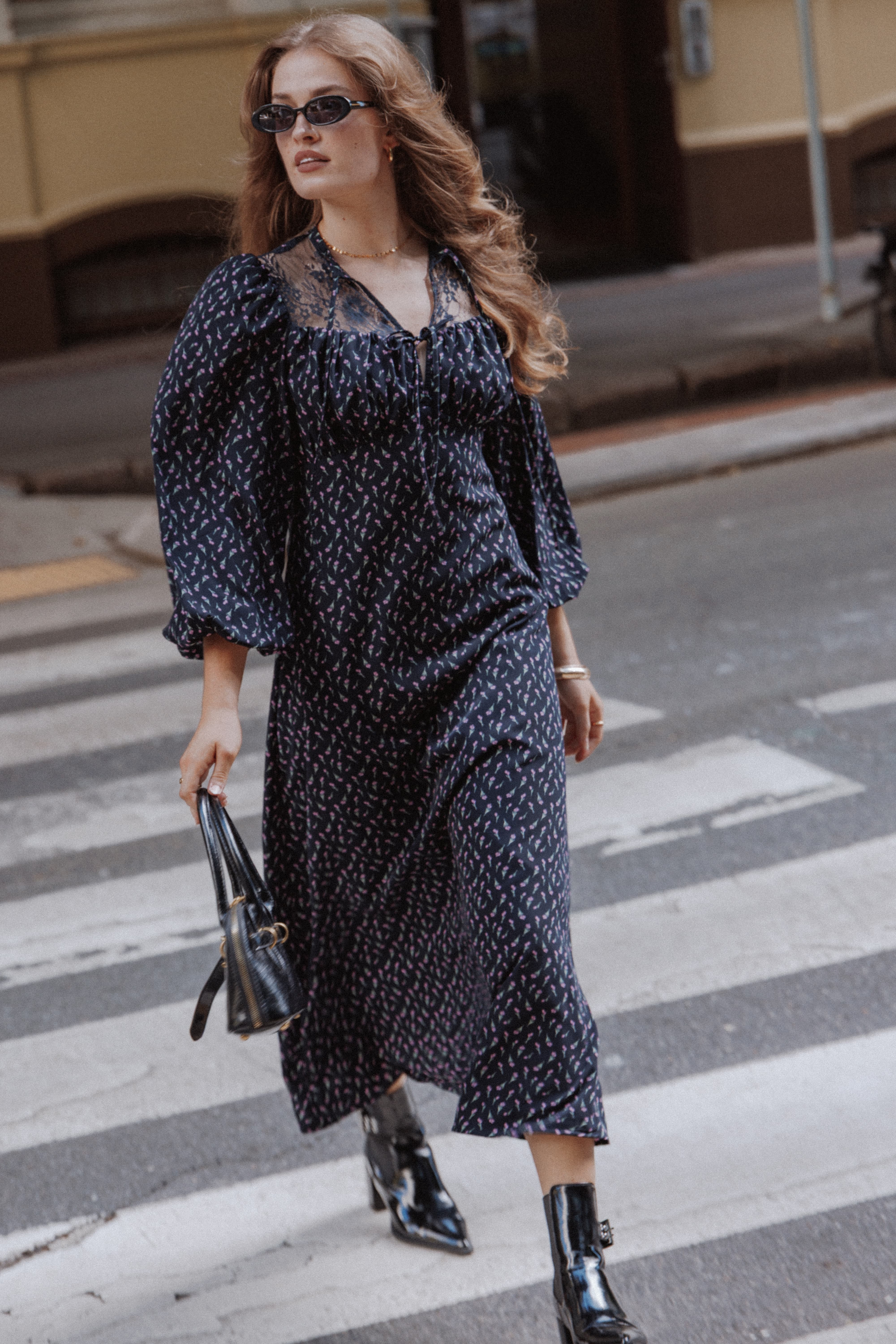 Tillie Long Sleeve Maxi Dress - Navy Tulip Floral | Petal & Pup