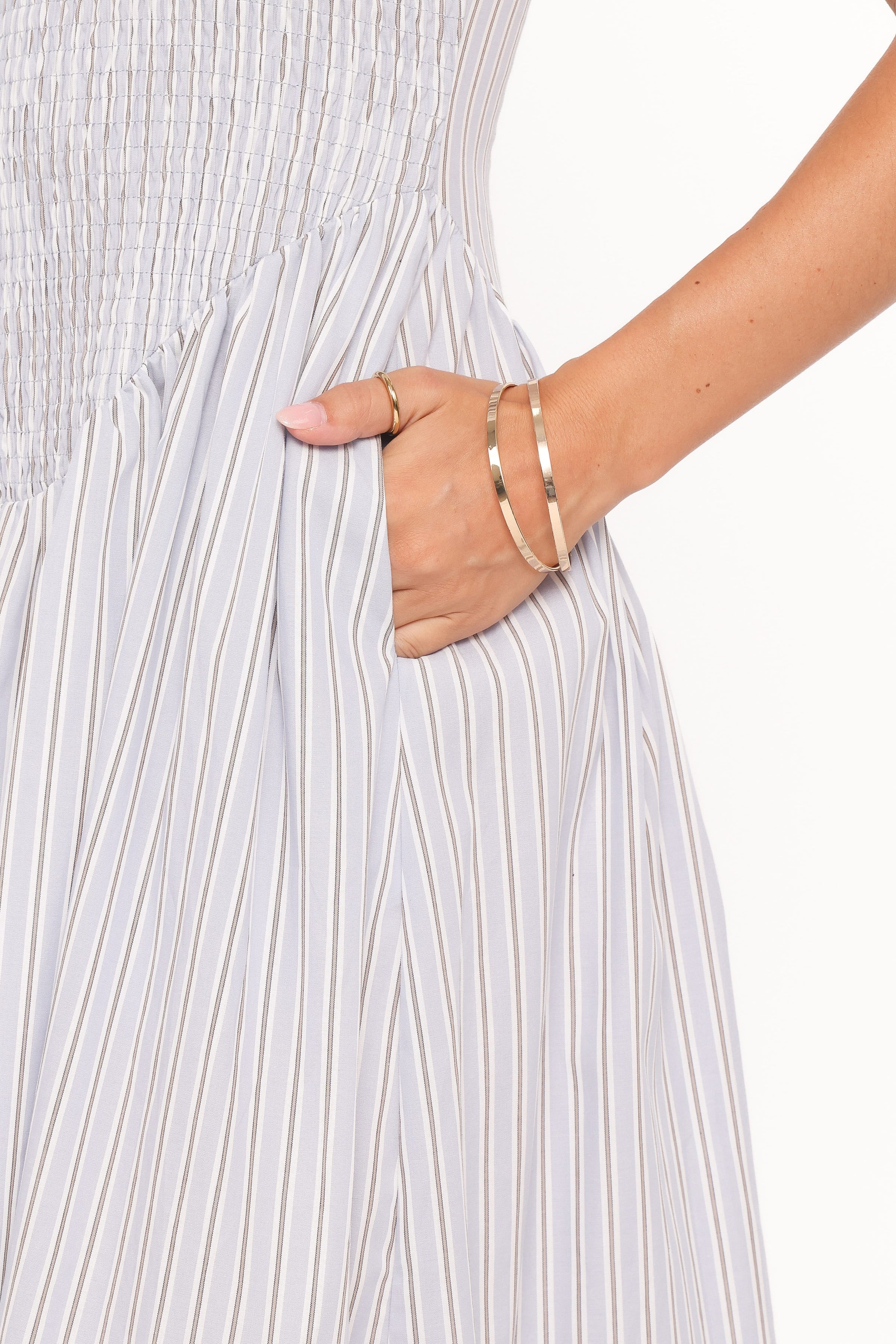 DRESSES Tony Maxi Dress - Brown/Blue Stripe
