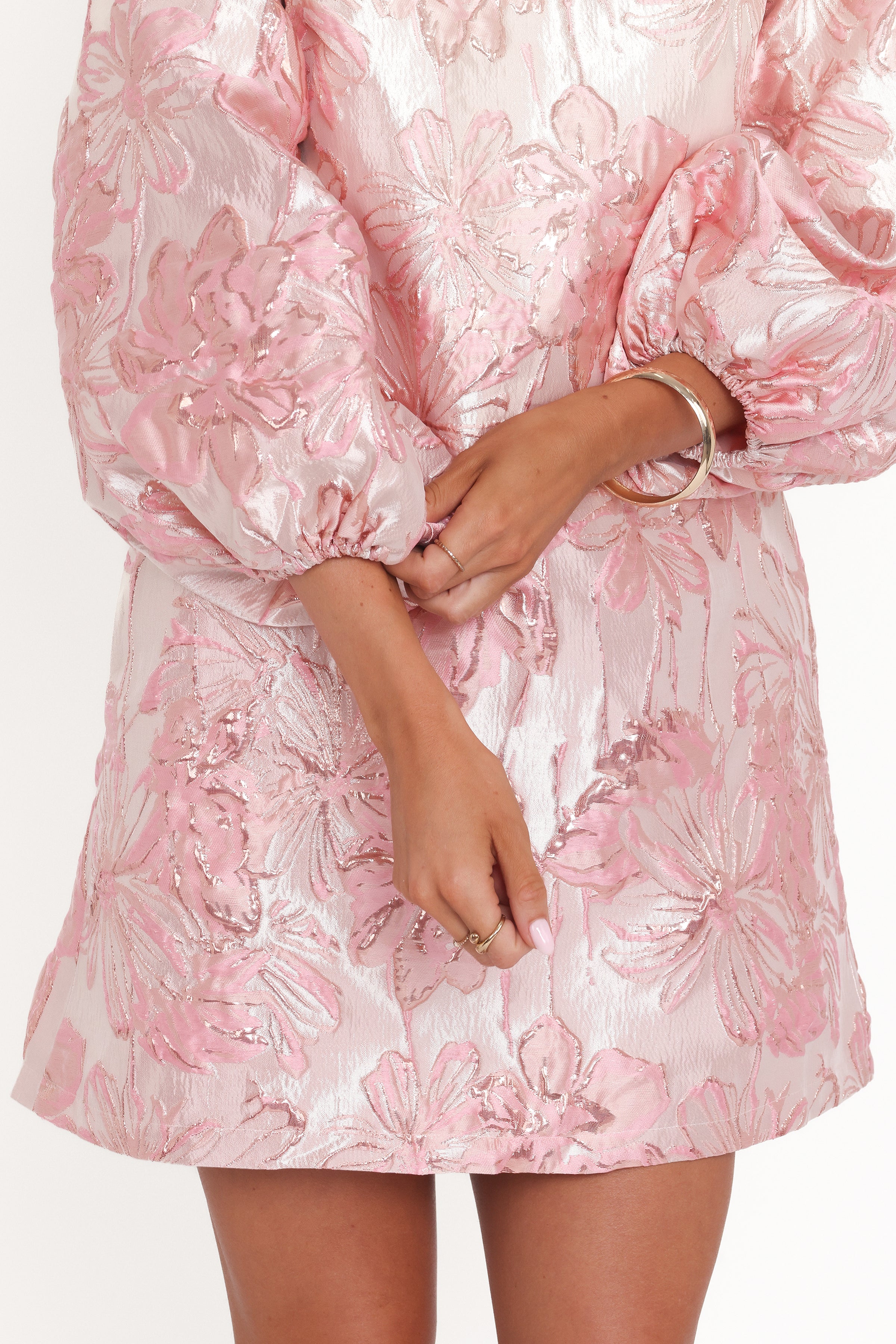 DRESSES Treloar Long Sleeve Mini Dress - Pink Brocade