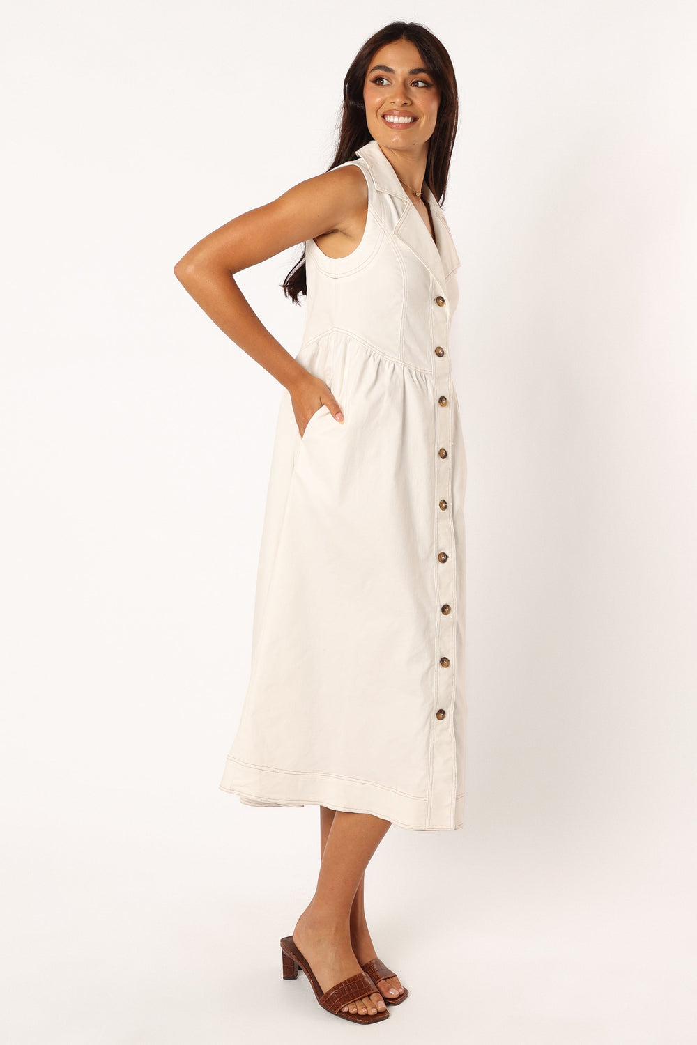 Umeko Midi Dress - White - Petal & Pup