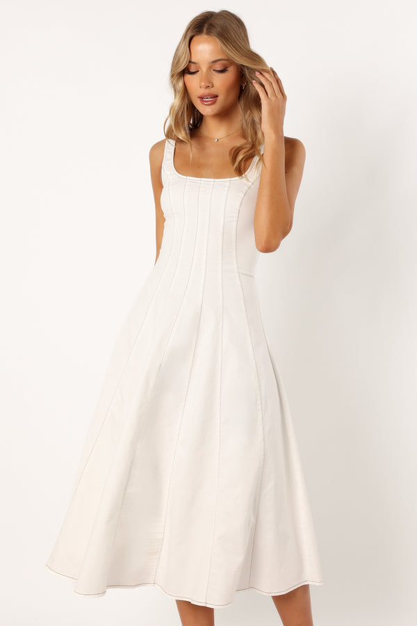 DRESSES @Una Midi Dress - White