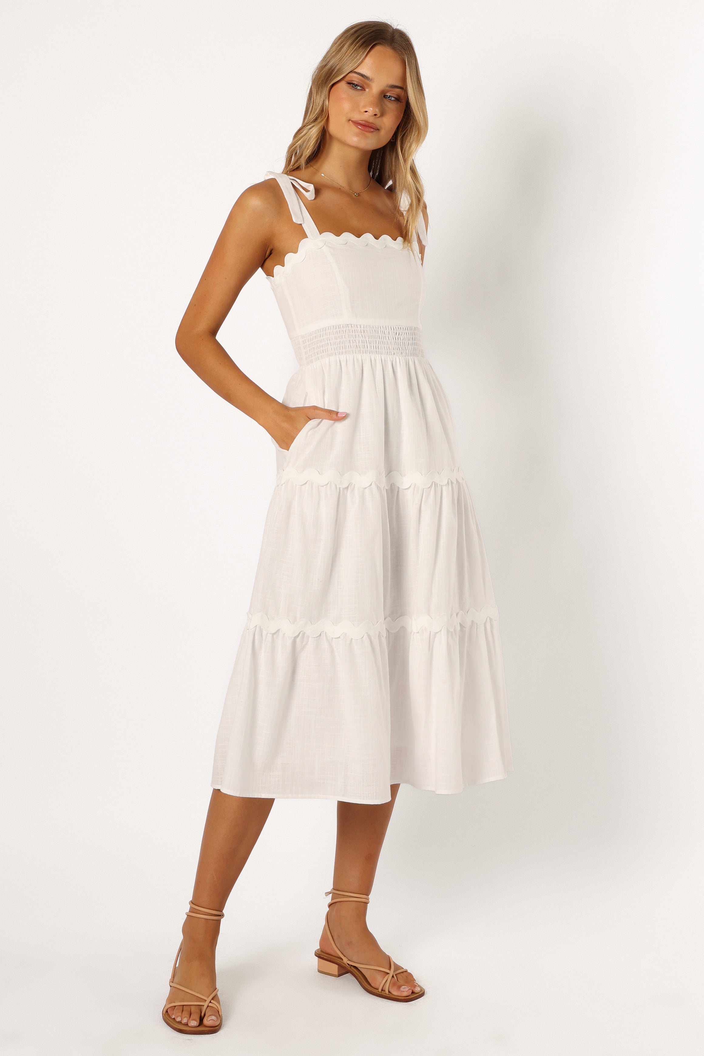 DRESSES @Urmi Midi Dress - White