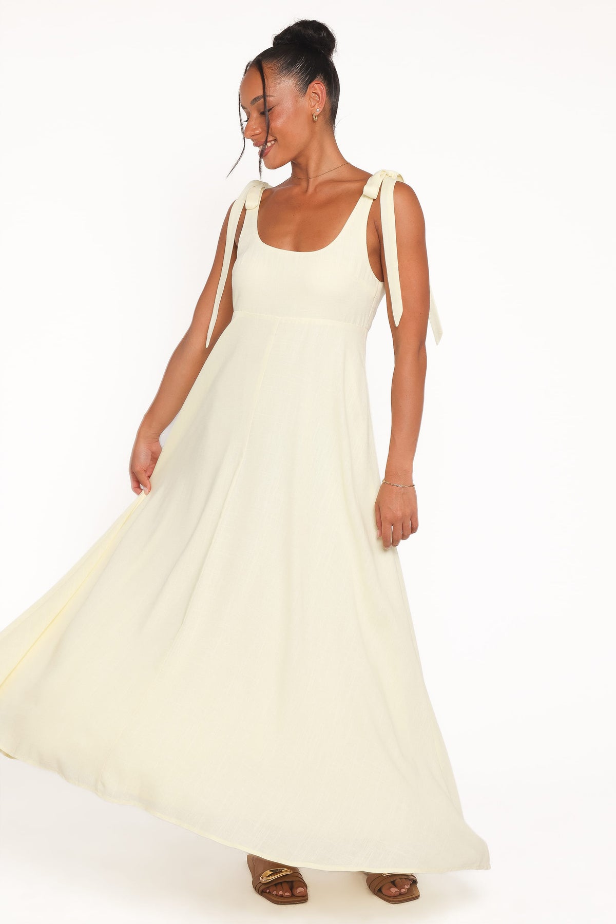 DRESSES Valara Tie Shoulder Maxi Dress - Butter Yellow