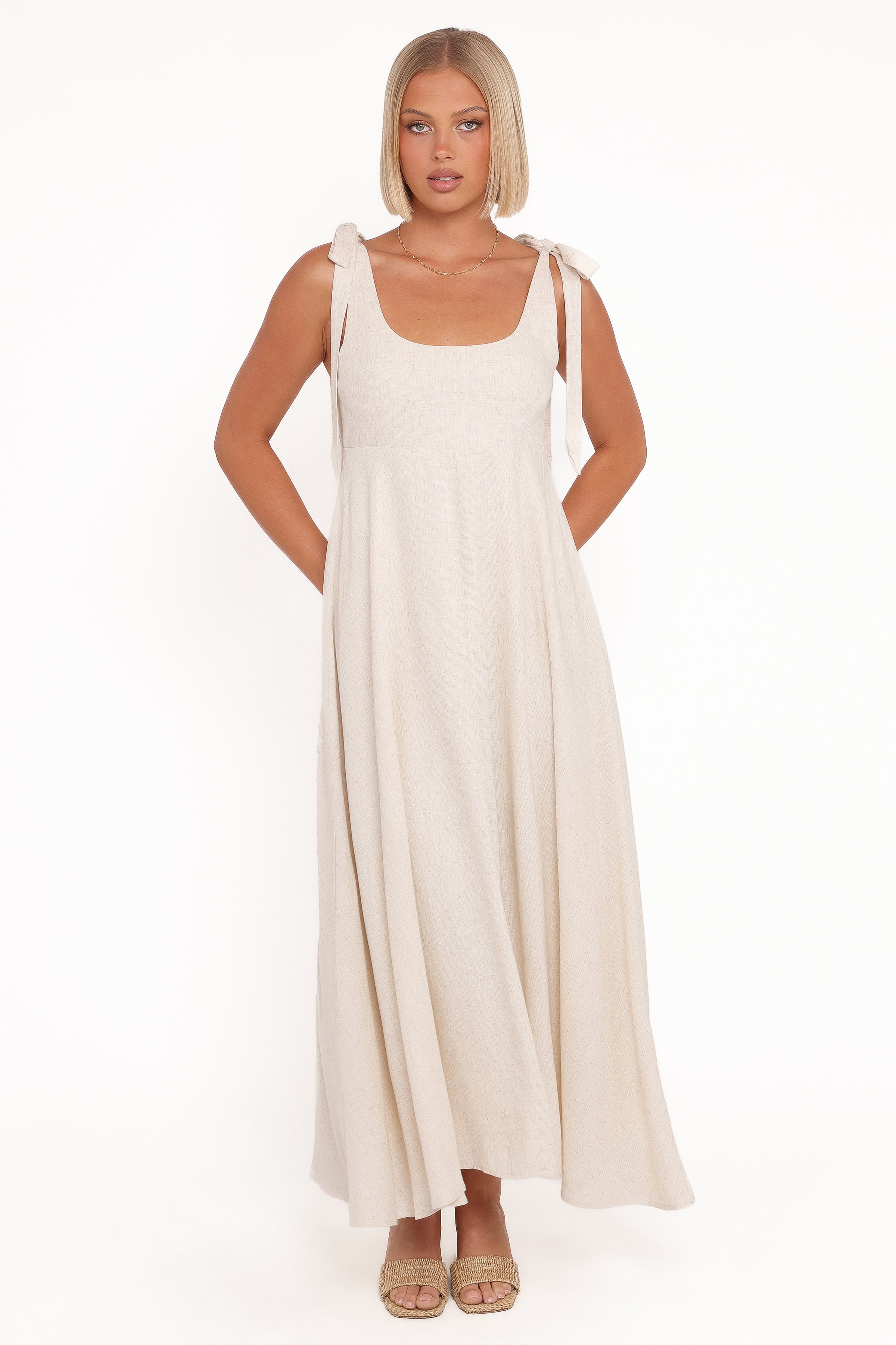DRESSES Valara Tie Shoulder Maxi Dress - Oatmeal