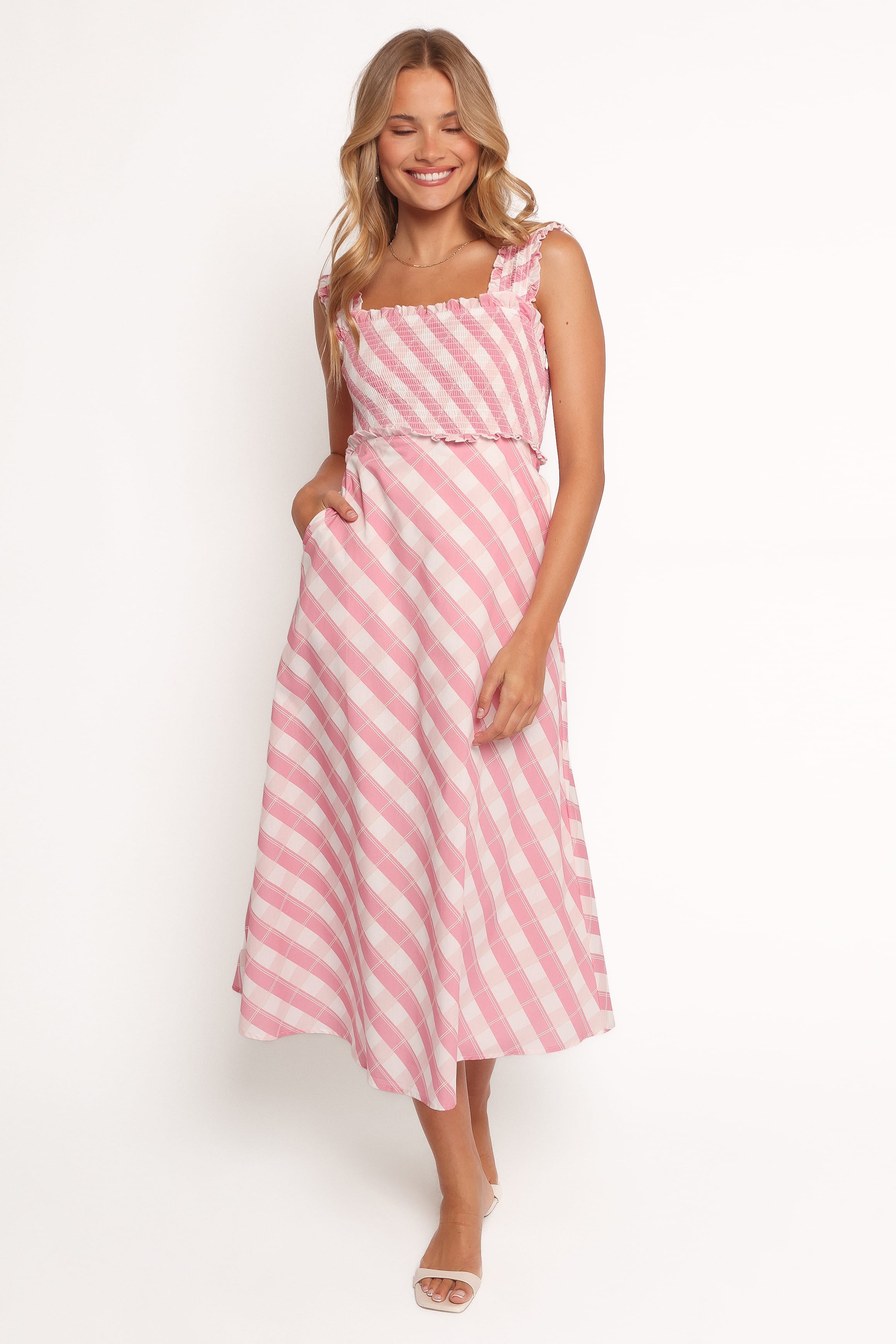 DRESSES Valentin Midi Dress - Pink Check