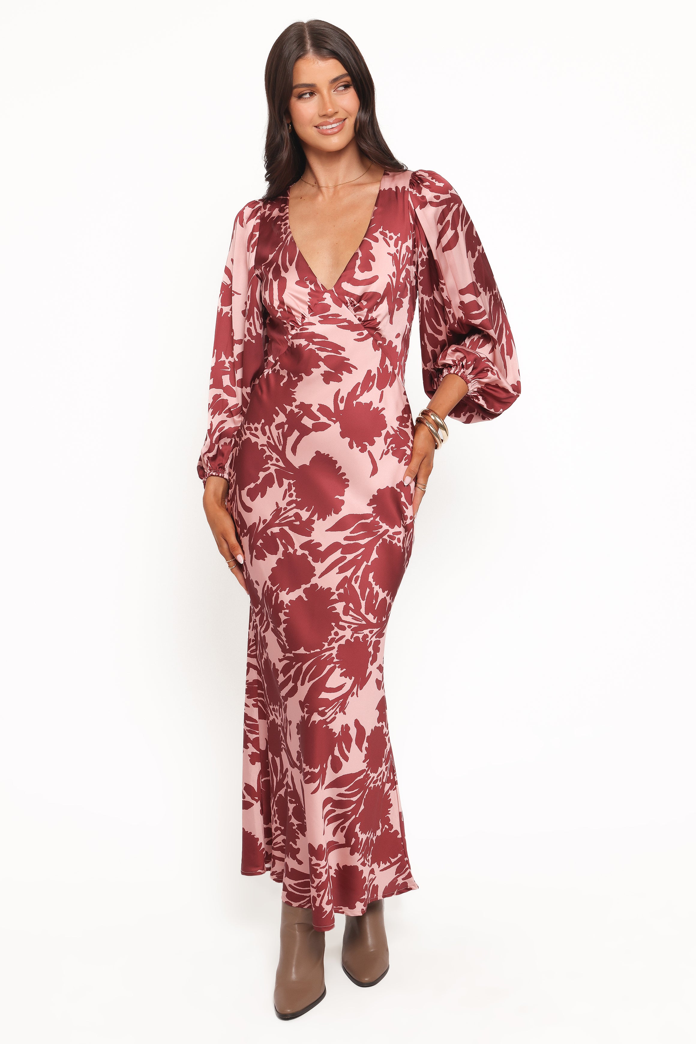 DRESSES Varly Long Sleeve Dress - Pale Burgundy