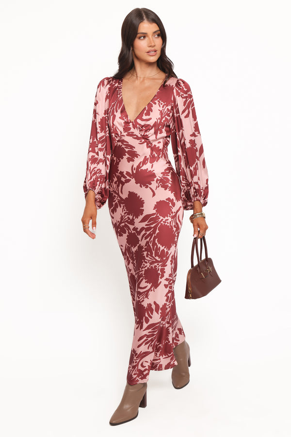 DRESSES Varly Long Sleeve Dress - Pale Burgundy