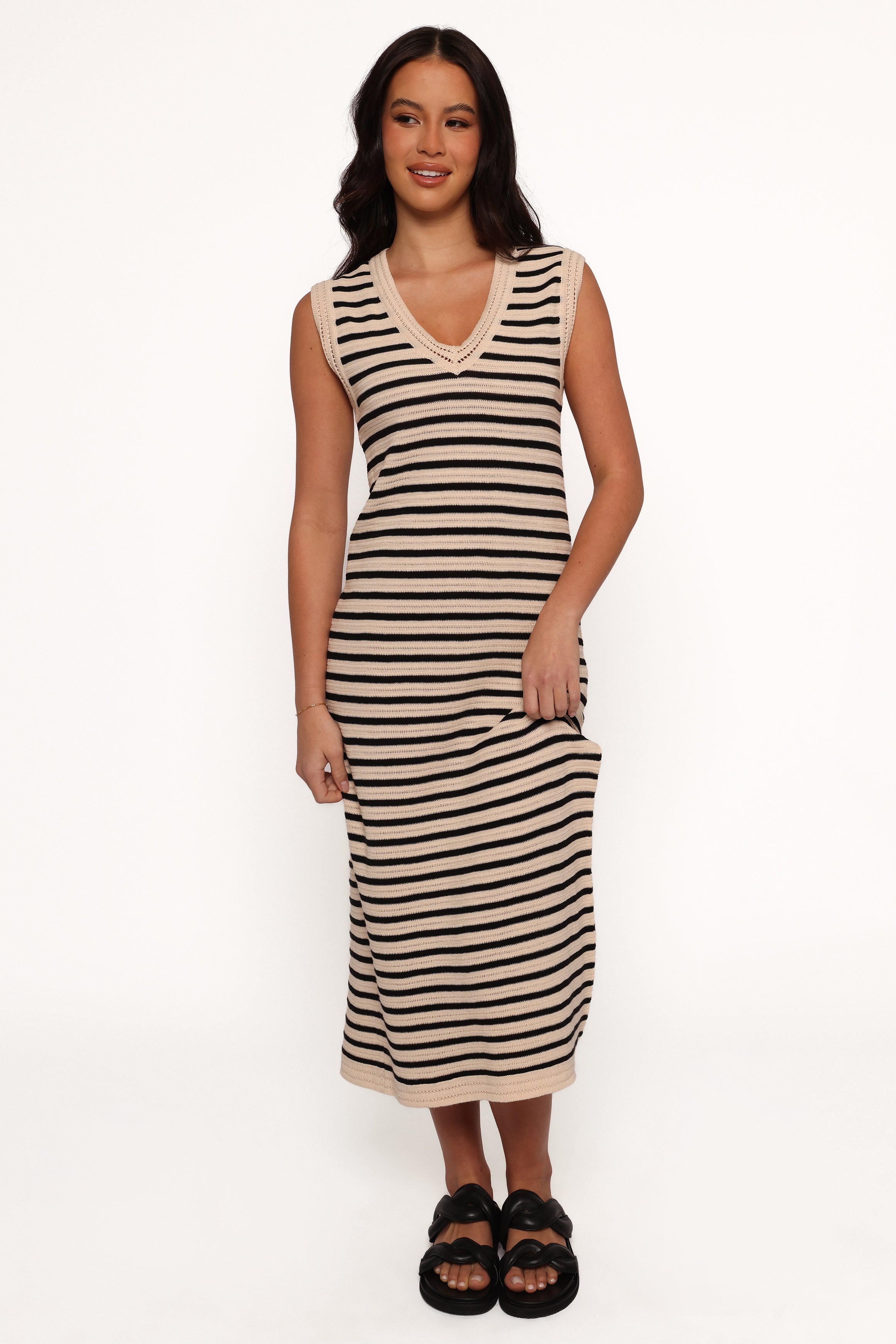 DRESSES Vega Midi Dress - Black Stripe