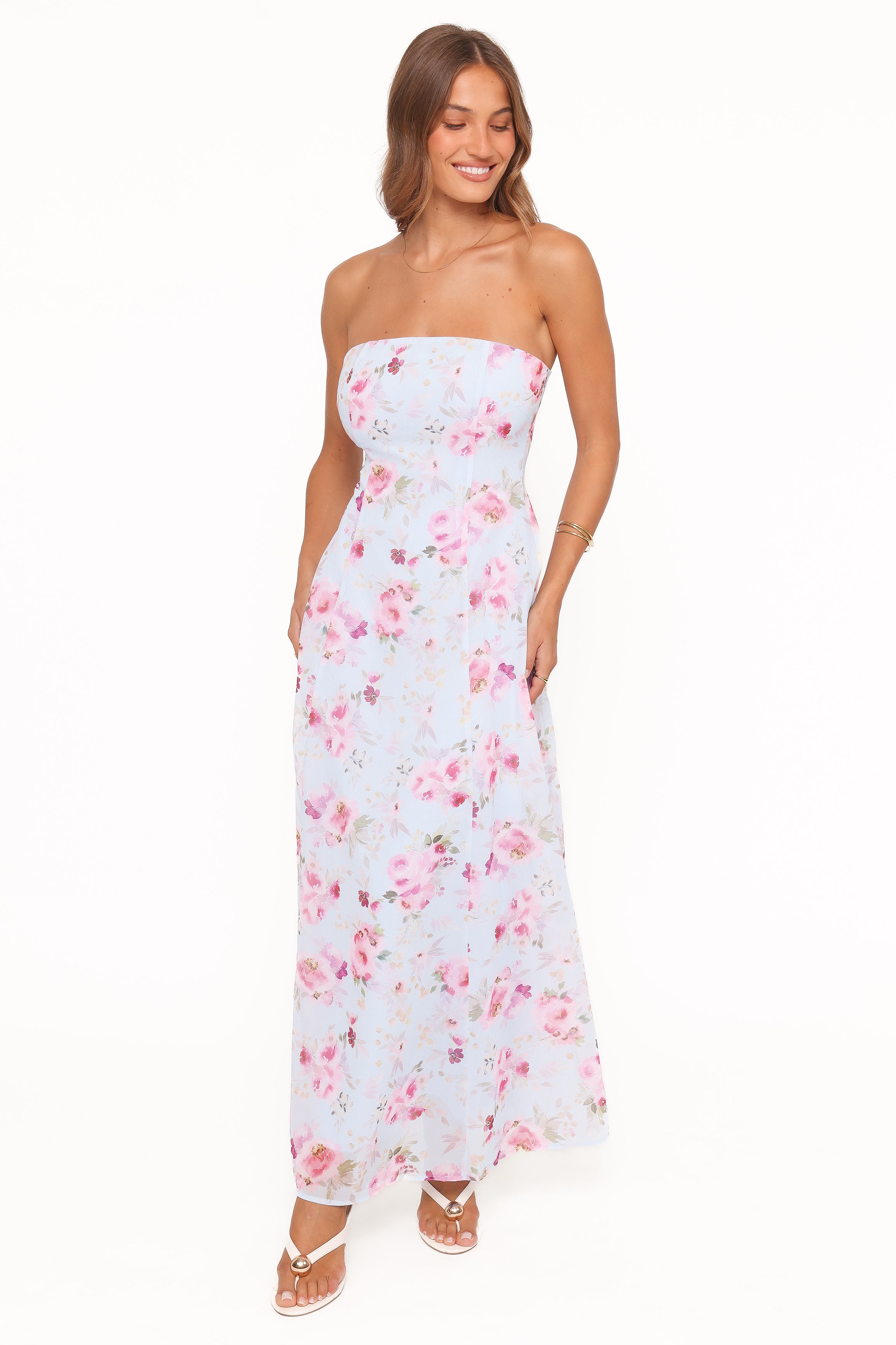 DRESSES Vegas Strapless Maxi Dress - Blue Floral