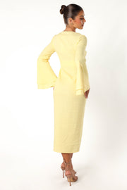 DRESSES @Vela Long Sleeve Midi Dress - Lemon