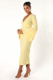 DRESSES @Vela Long Sleeve Midi Dress - Lemon