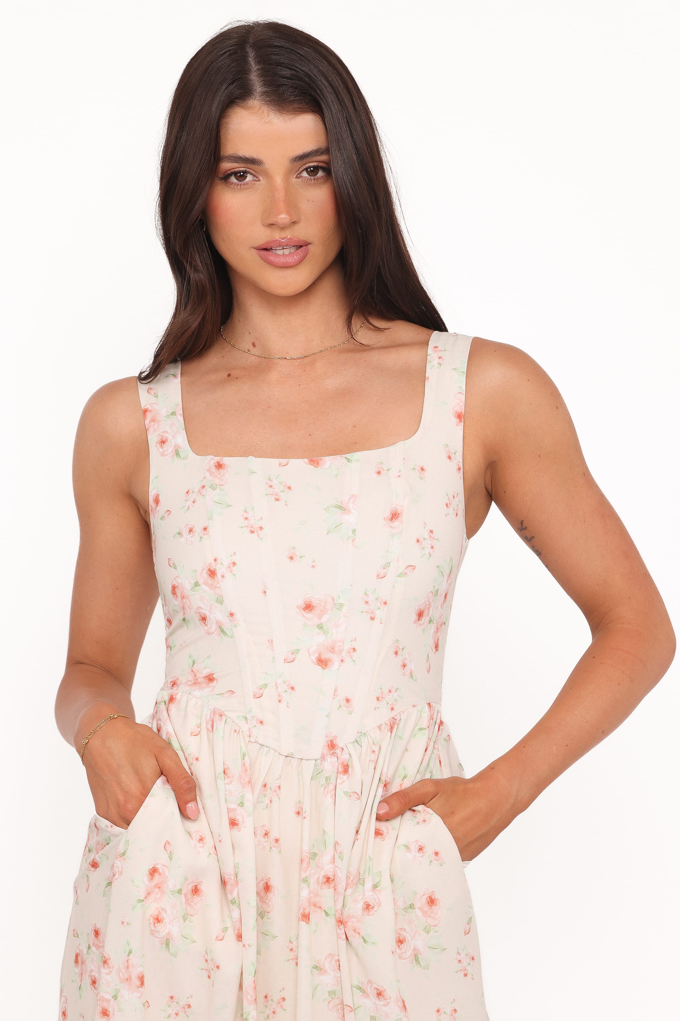 DRESSES Vespa Midi Dress - Peach Floral