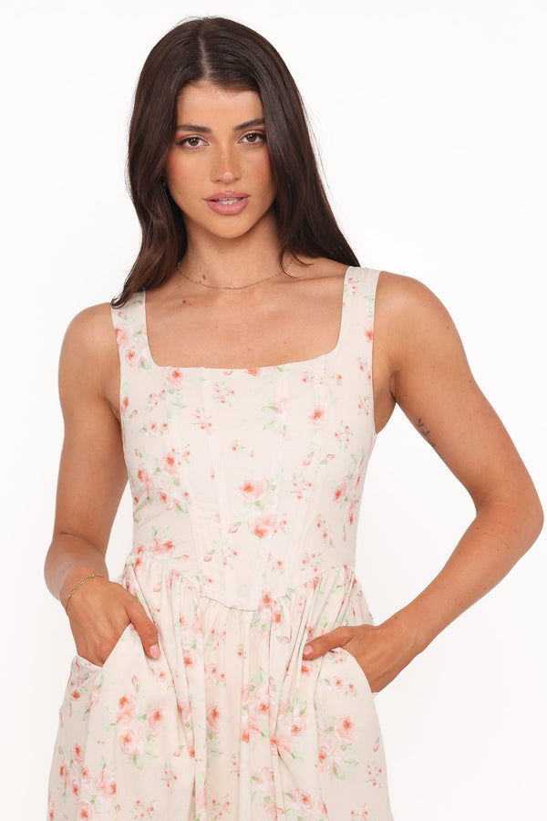 DRESSES Vespa Midi Dress - Peach Floral